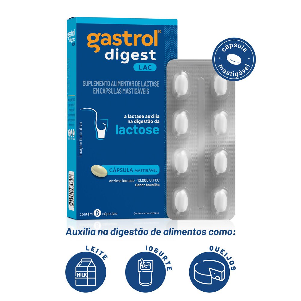 GASTROL DIGEST LAC 10000 COM 8 CAPSULAS