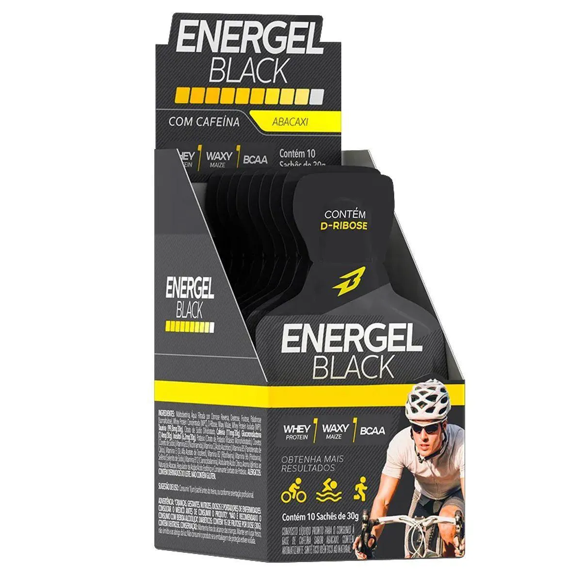 GEL ENERGETICO ENERGEL BLACK BODYACTION SABOR ABACAXI 30G DISPLAY COM 10 UNIDADES