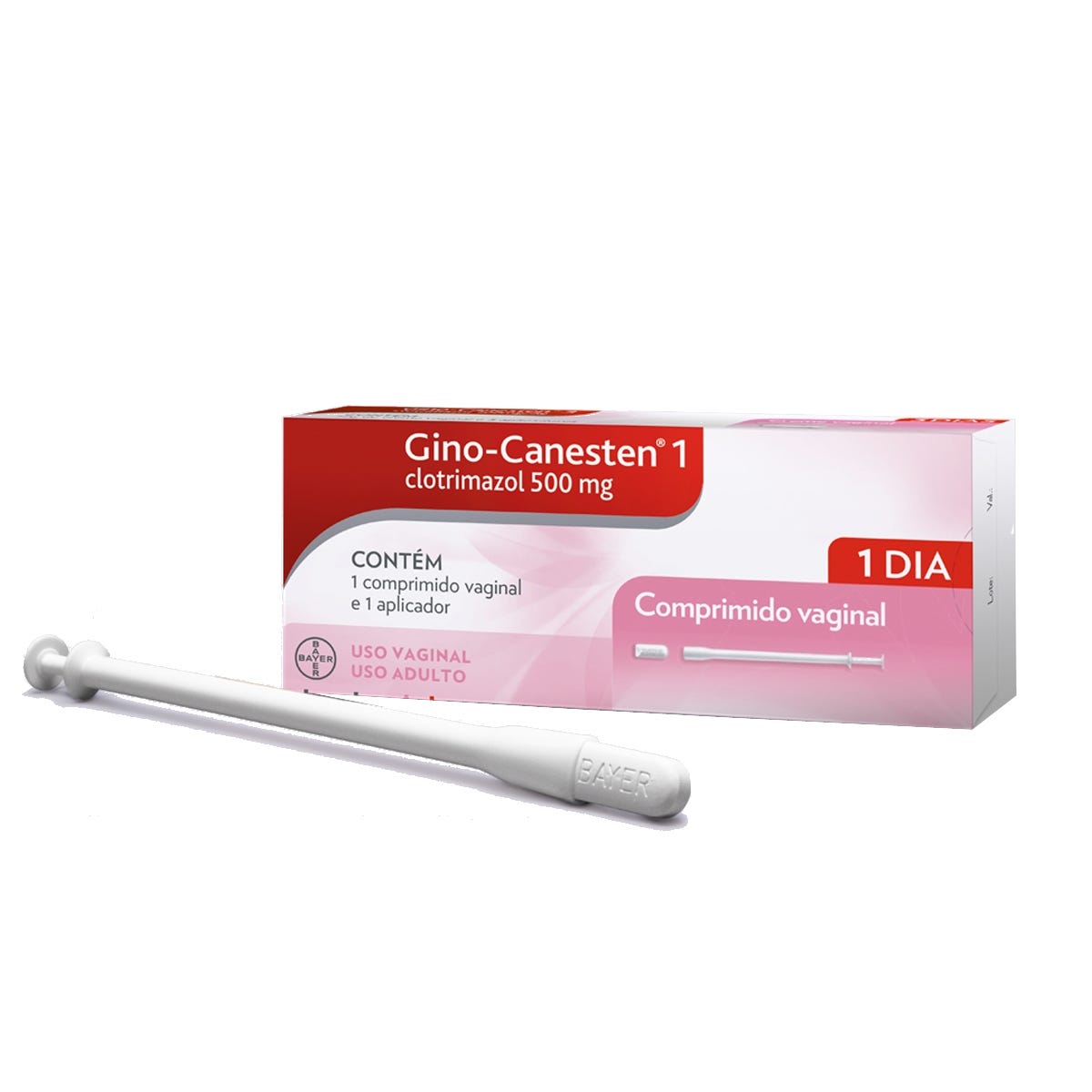 GINO-CANESTEN 500MG CREME VAGINAL COM 1 COMPRIMIDO E APLICADOR