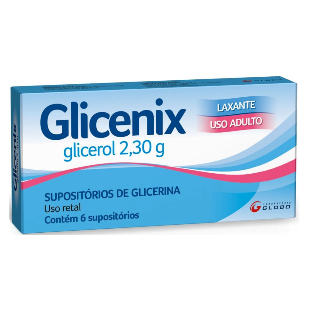 GLICENIX 2,275G GLOBO CAIXA COM 6 SUPOSITORIOS DE GLICEROL ADULTO