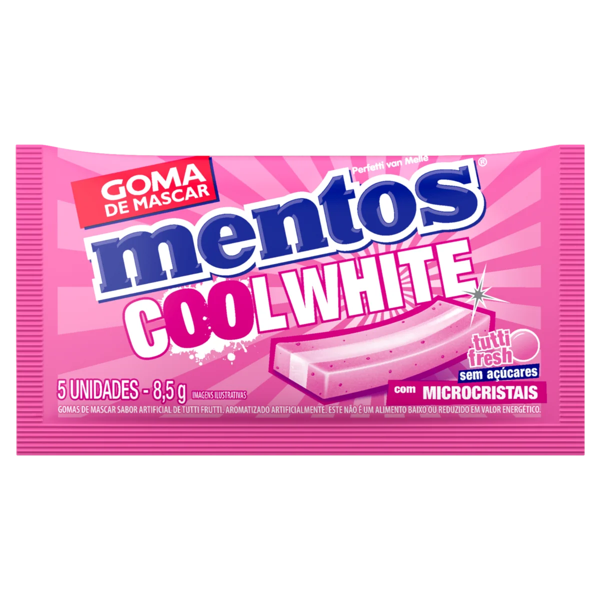 GOMA DE MASCAR MENTOS 3 CAMADAS COOL ROSA 8,5G