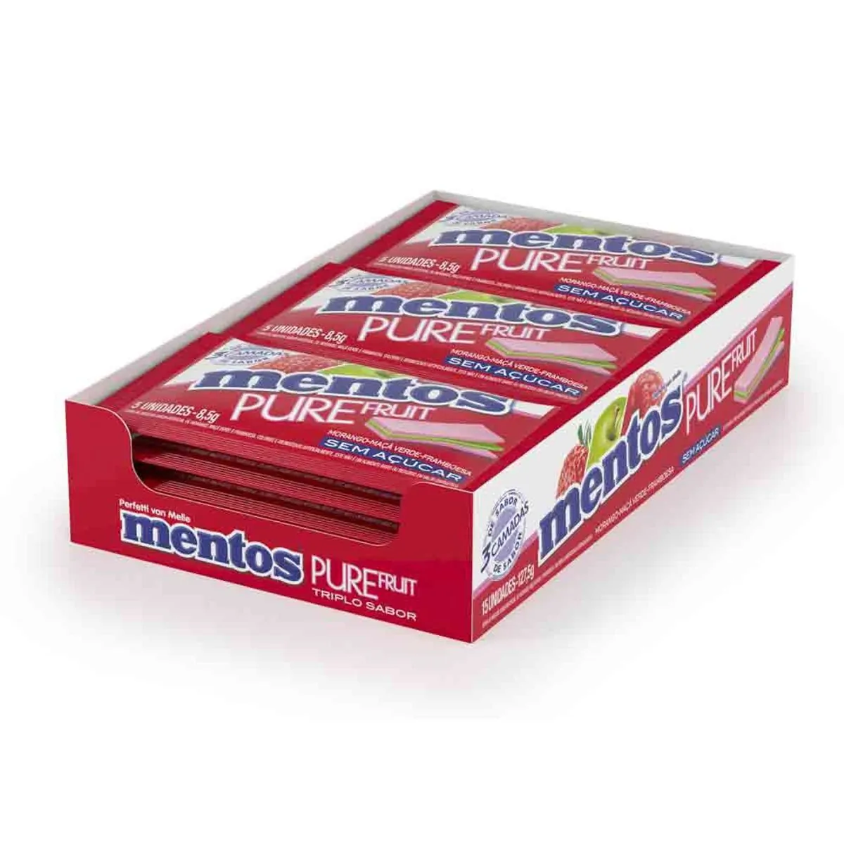 Thumbnail de GOMA DE MASCAR MENTOS 3 CAMADAS VERMELHO FRUIT