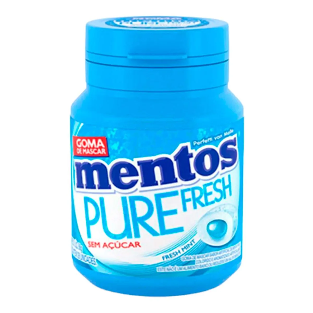 GOMA DE MASCAR MENTOS GARRAFA AZUL MINT COM 28 UNIDADES