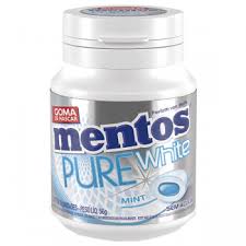 GOMA DE MASCAR MENTOS GARRAFA BRANCO WHITE COM 28 UNIDADES