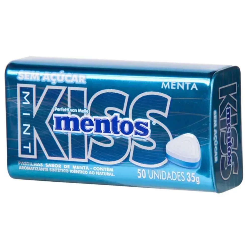 GOMA DE MASCAR MENTOS KISS MINT LATA 35G