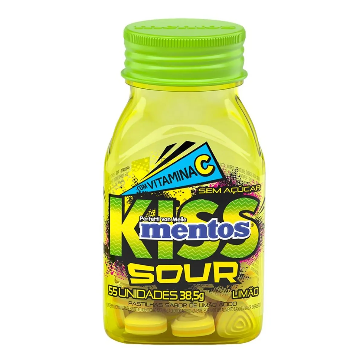 GOMA DE MASCAR MENTOS KISS SOUR LIMAO VITAMINA C