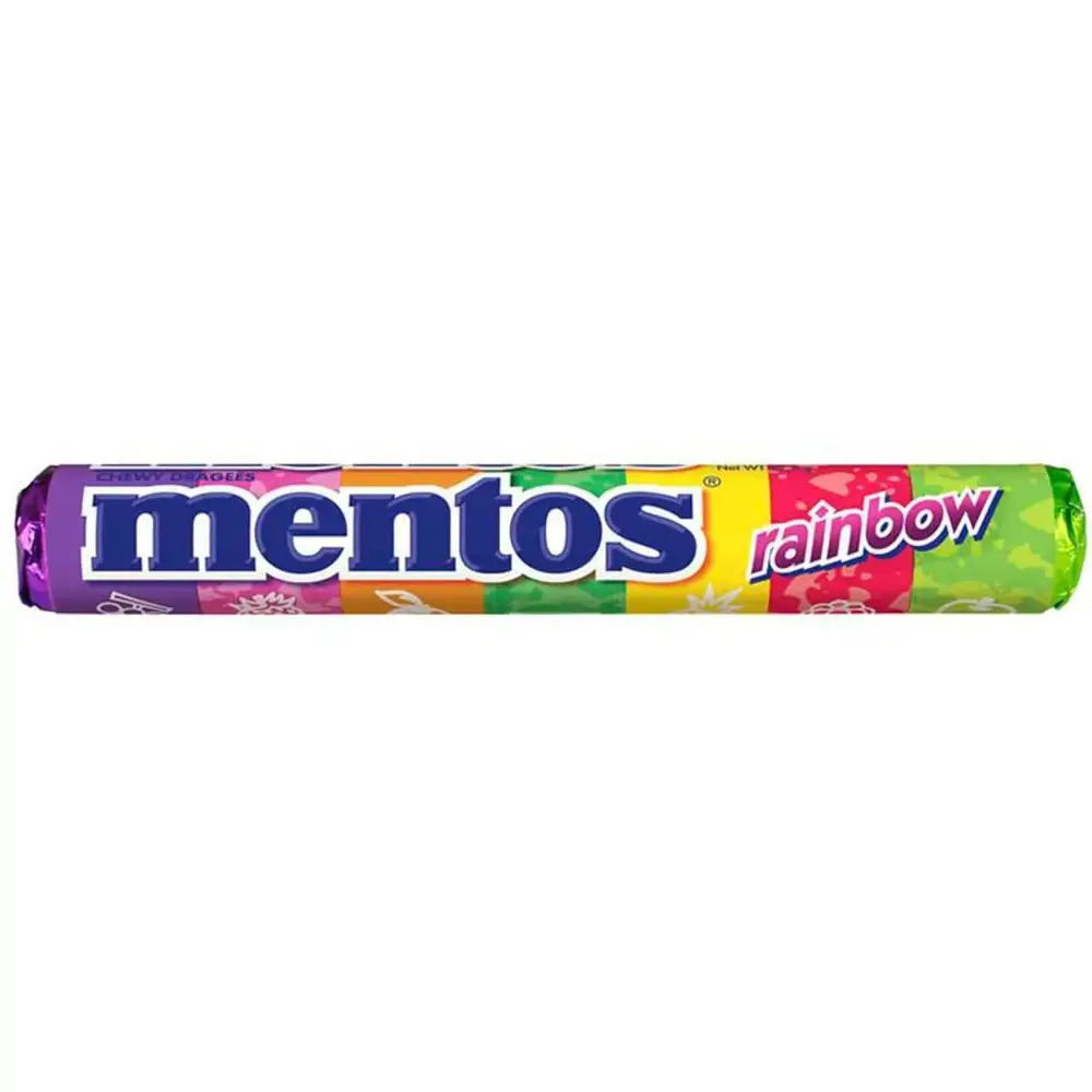 GOMA DE MASCAR MENTOS STICK RAINBOW COM 14 UNIDADES