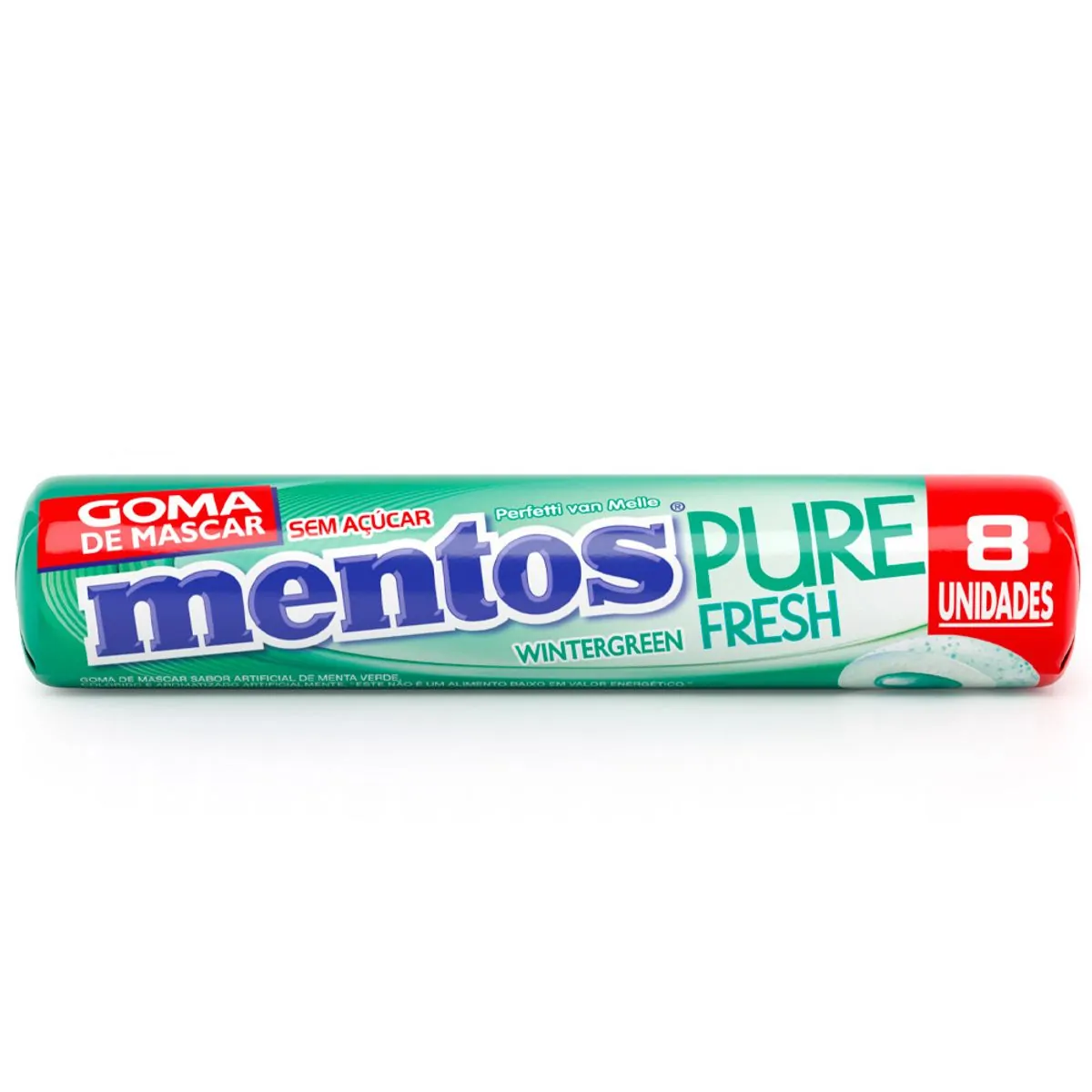 GOMA DE MASCAR MENTOS STICK VERDE WINTERGREEN COM 14 UNIDADES