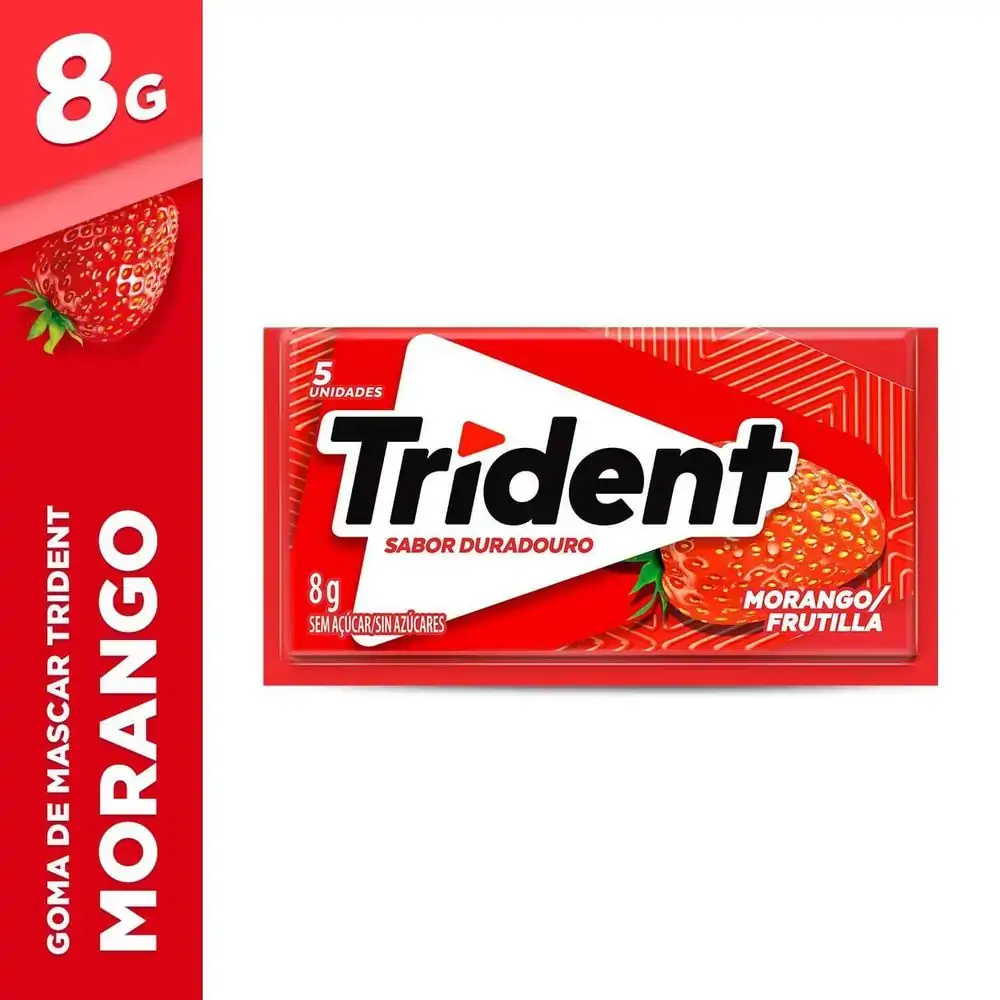 GOMA DE MASCAR TRIDENT MORANGO MONDELEZ 8G