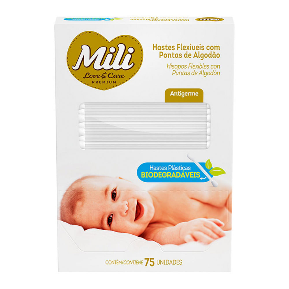 HASTES FLEXIVEIS MILI LOVE & CARE COM 75 UNIDADES