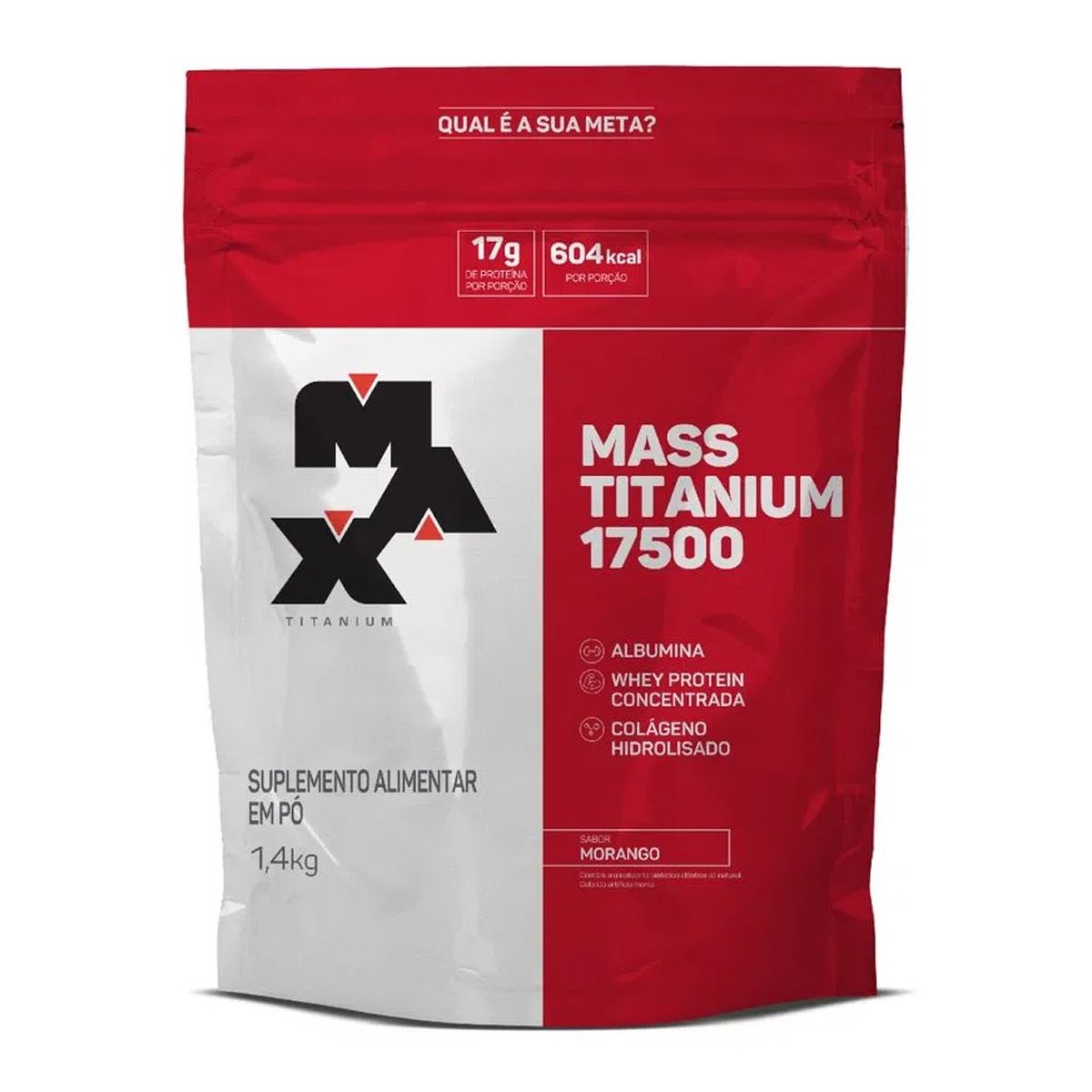 HIPERCALORICO MASS TITANIUM 17500 MAX TITANIUM SABOR MORANGO 1,4KG