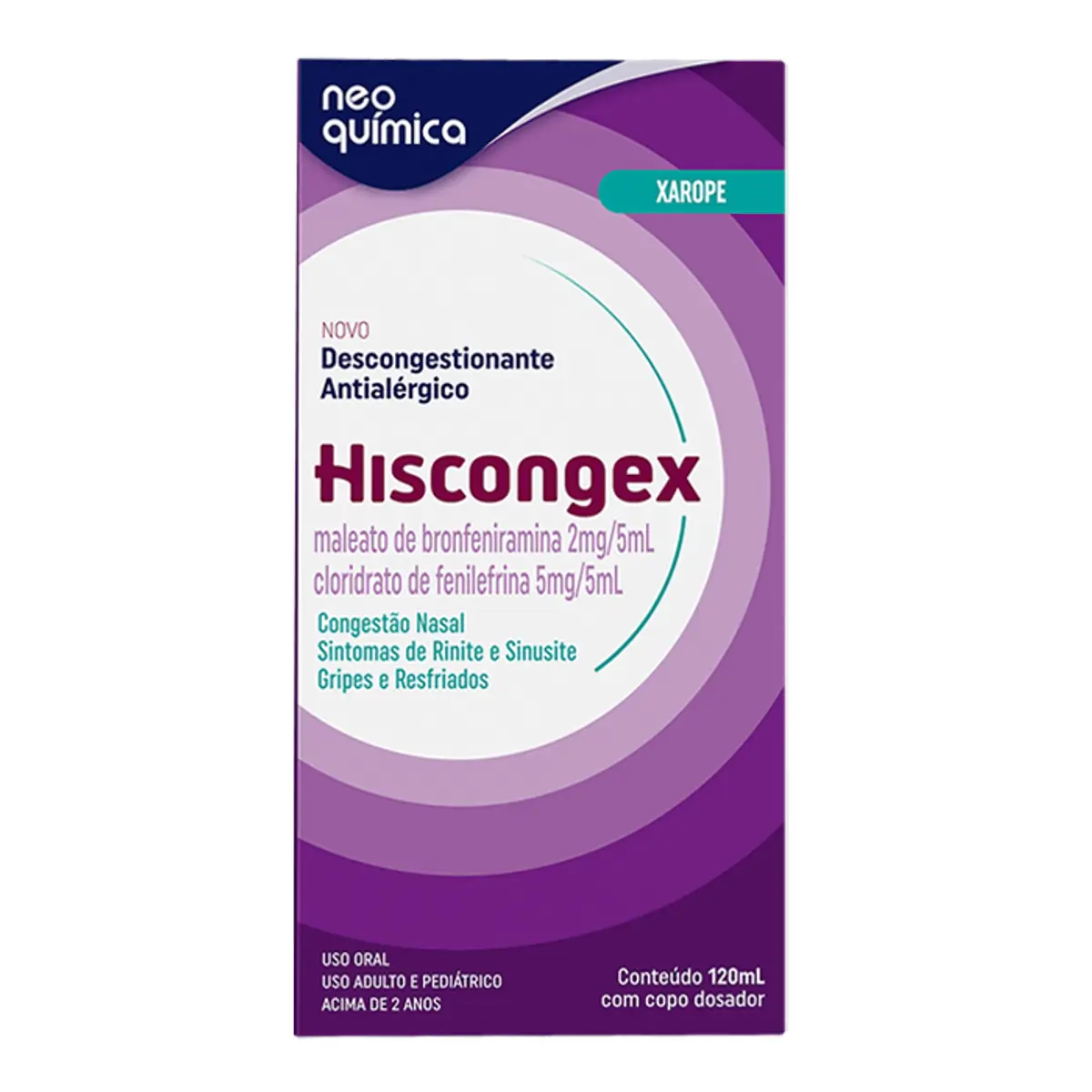 HISCONGEX XAROPE 2MG+5MG FRASCO COM 120ML