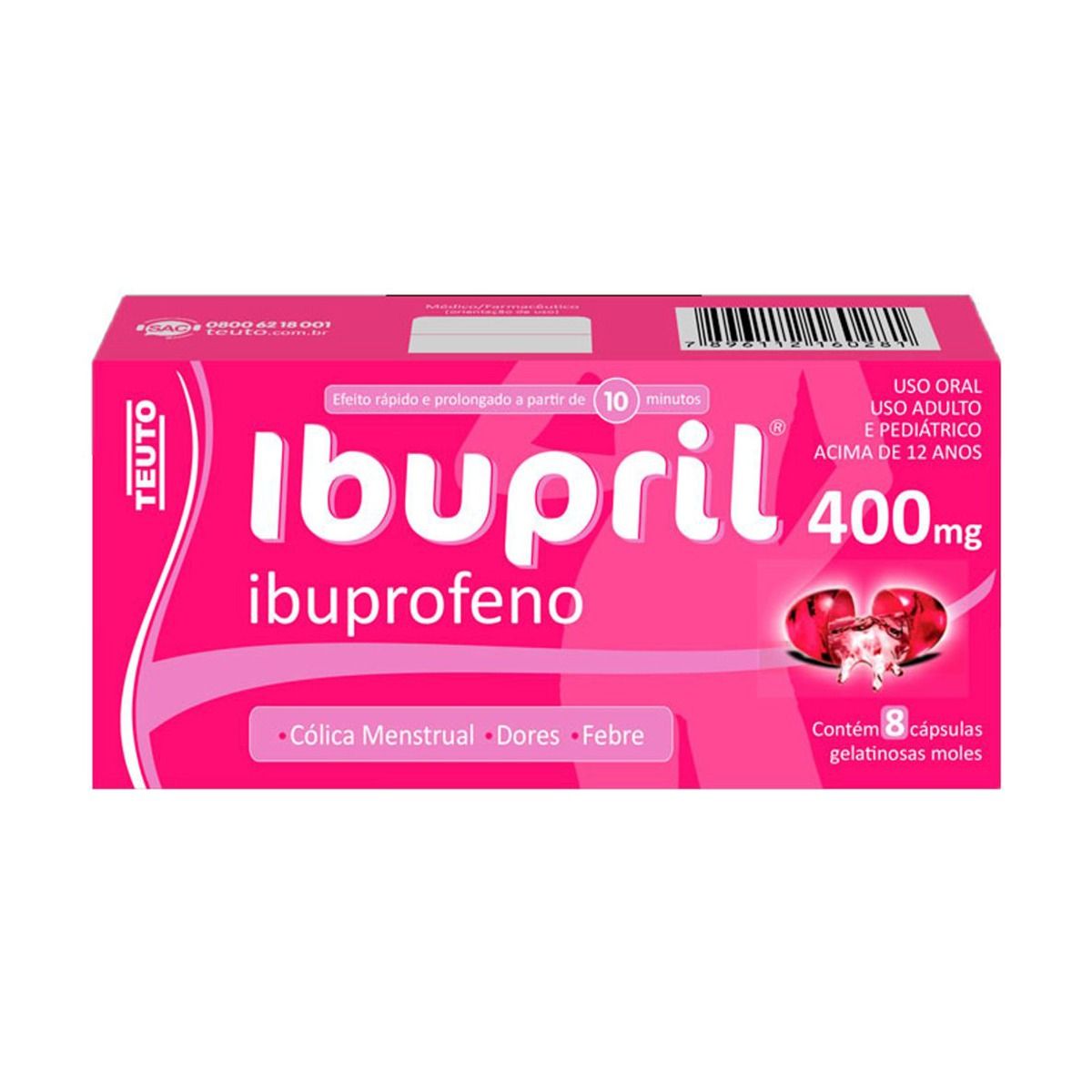 IBUPRIL 400MG TEUTO BLISTER COM 8 CAPSULAS