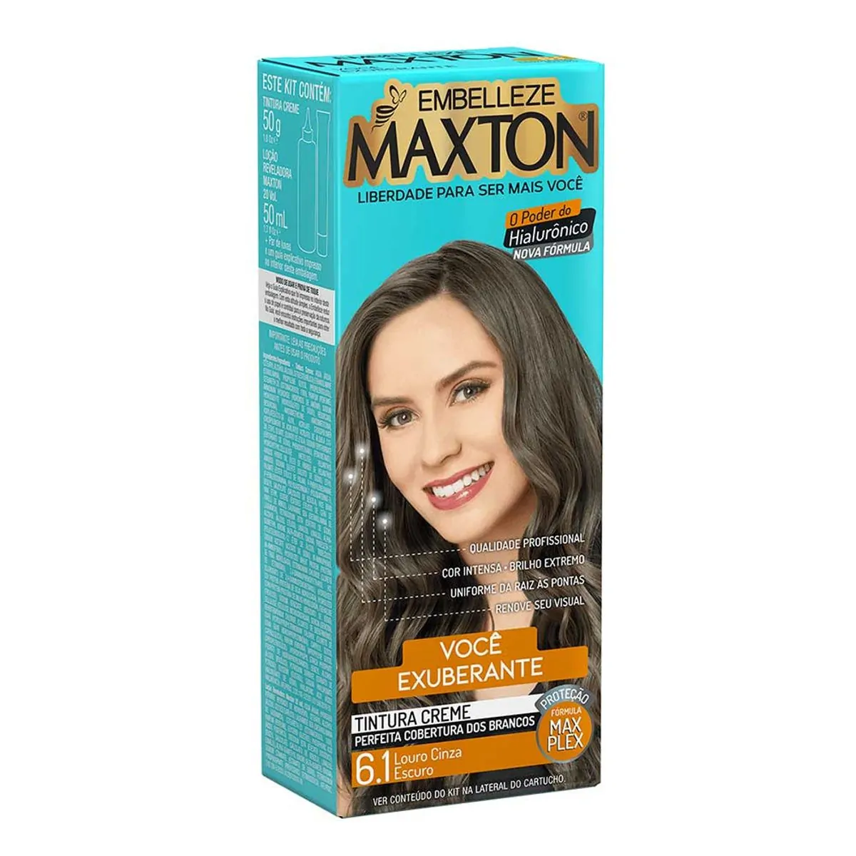KIT COLORACAO CREME MAXTON 6.1 LOURO CINZA ESCURO