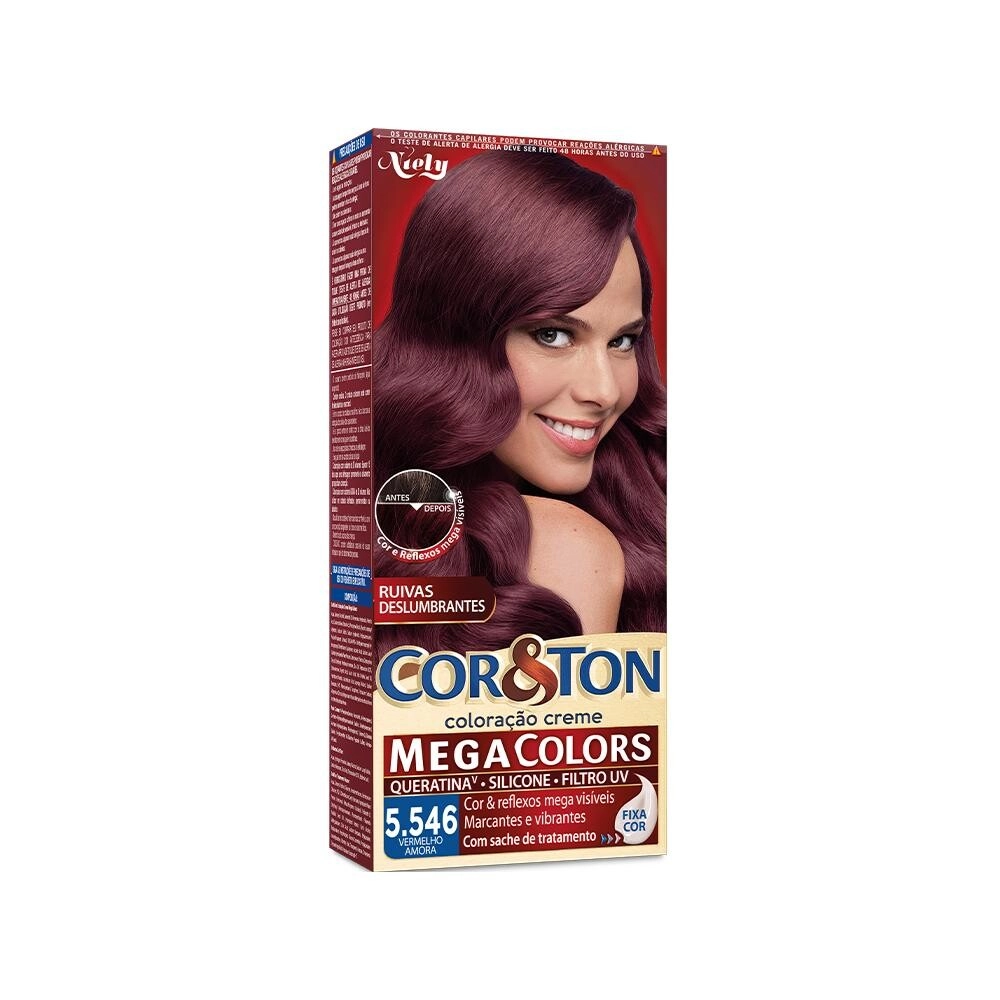 KIT COLORACAO CREME NIELY COR & TON MEGA COLORS 5.546 VERMELHO AMORA