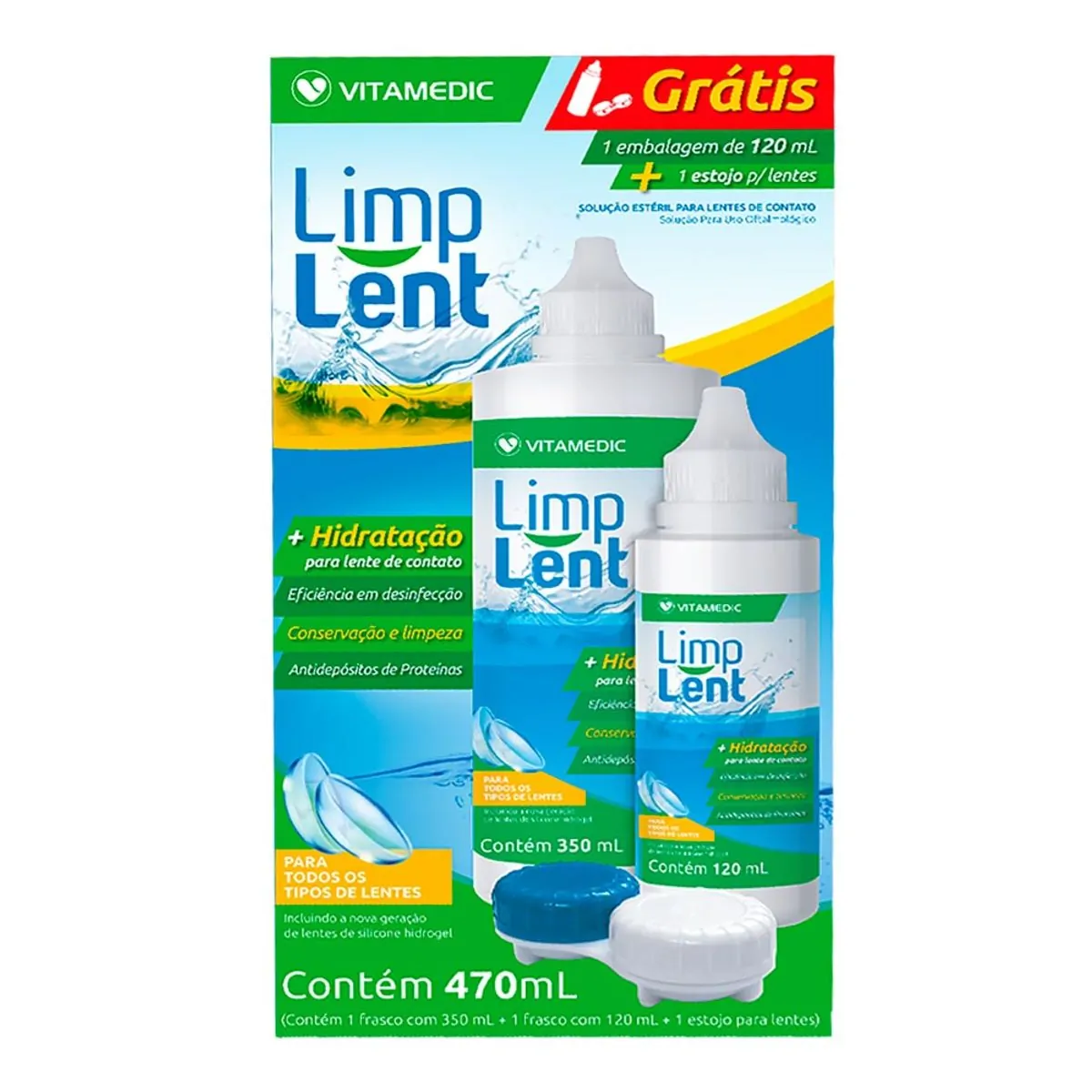 KIT LIMP LENT SOLUCAO PARA LENTES DE CONTATO 470ML
