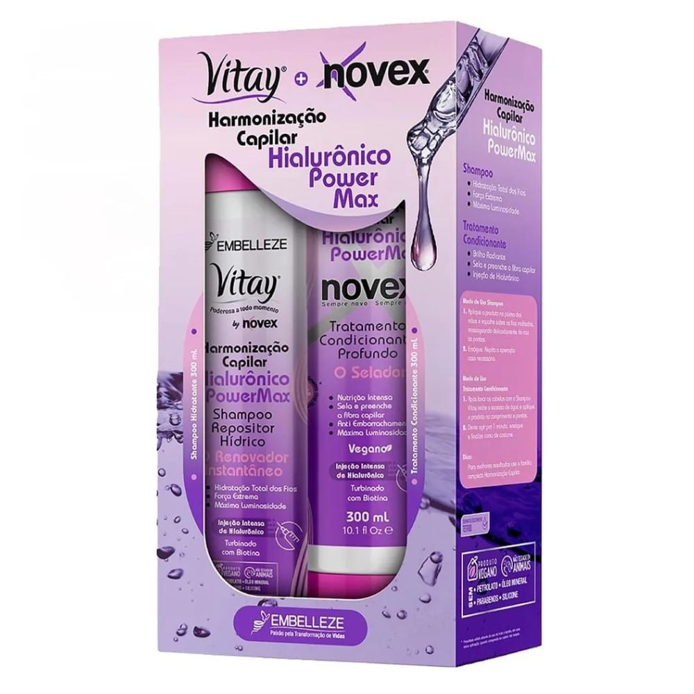 KIT NOVEX VITAY HIALURONICO SHAMPOO E CONDICIONADOR 300ML