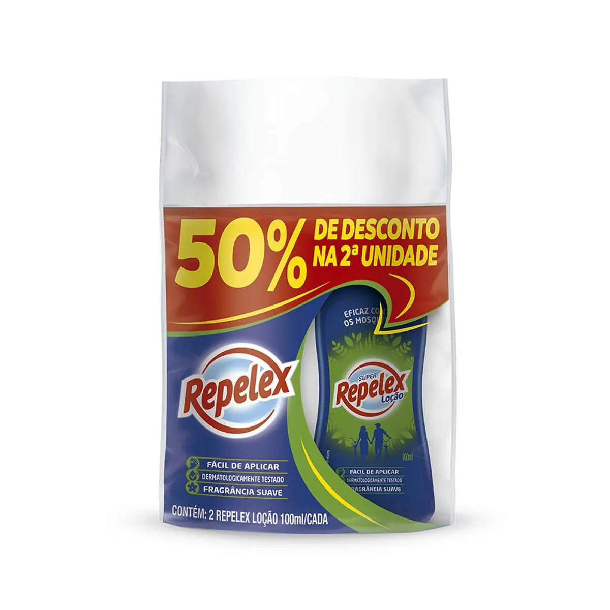 KIT REPELENTE REPELEX LOCAO SUAVE 2 UNIDADES DE 100ML COM 50% DE DESCONTO