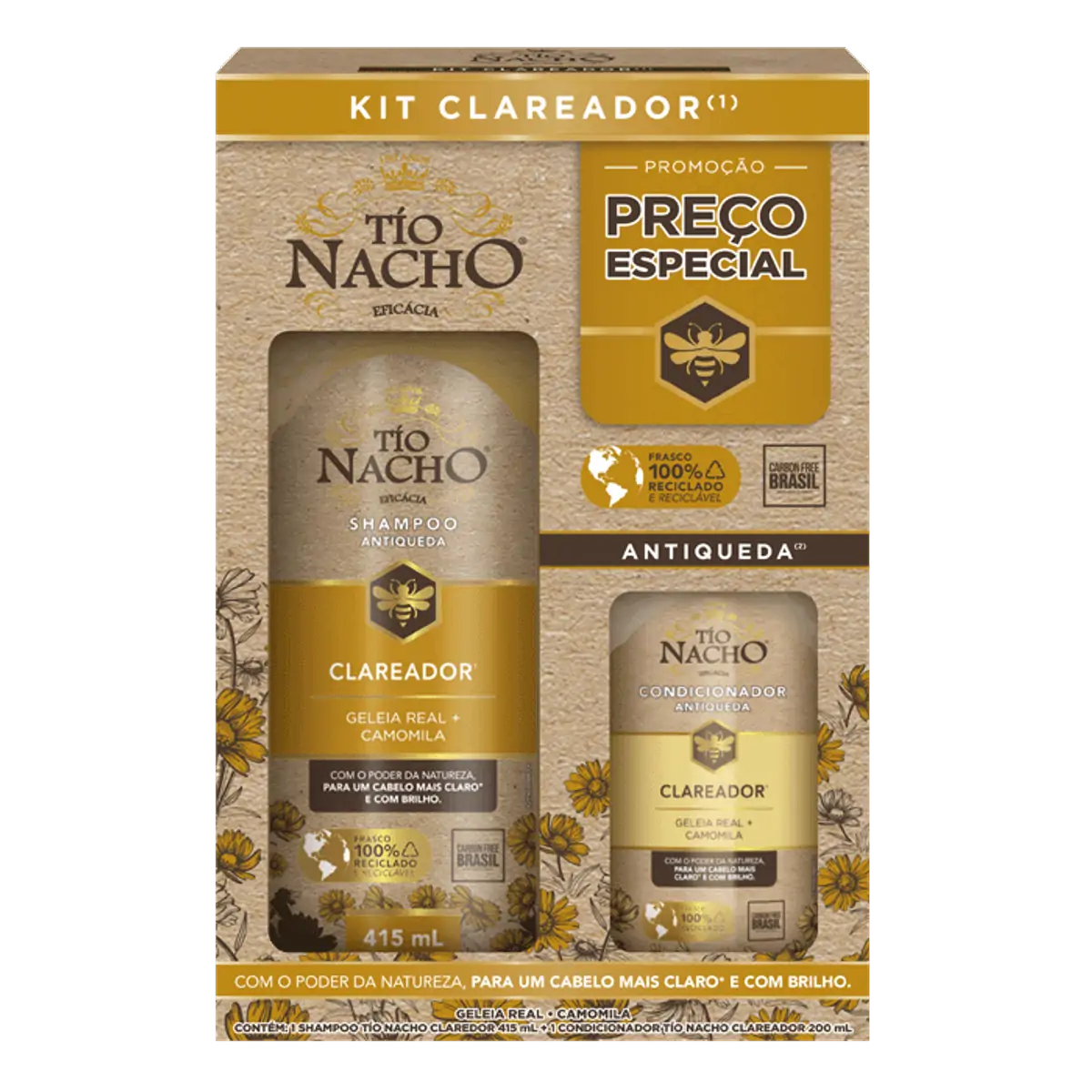 KIT SHAMPOO E CONDICIONADOR TIO NACHO CLAREADOR GENOMA 415ML