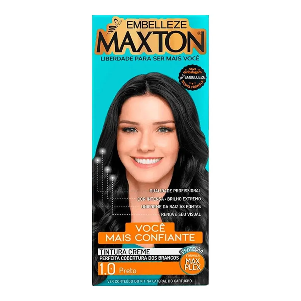 KIT TINTURA CREME MAXTON COR 1.0 PRETO