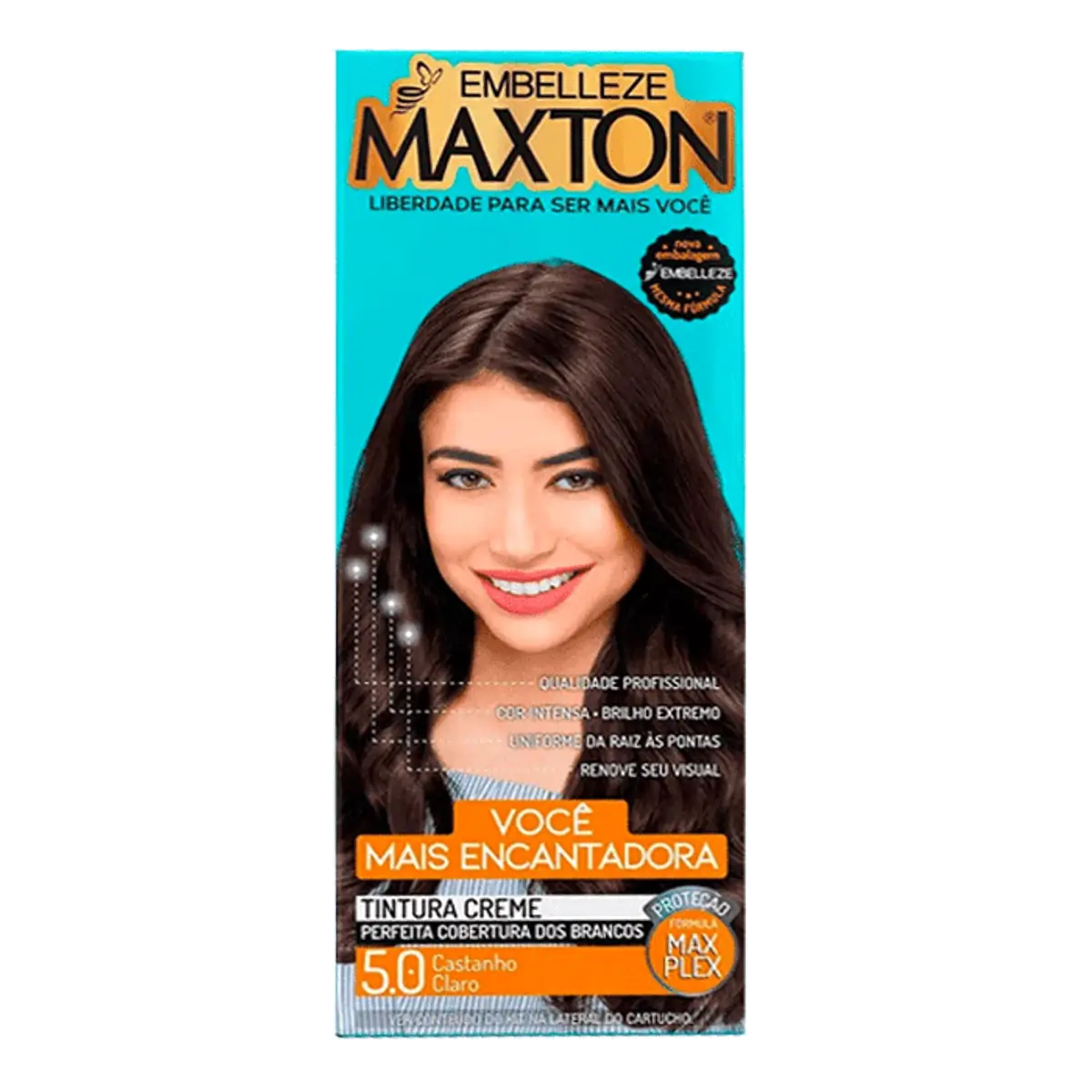 KIT TINTURA CREME MAXTON COR 5.0 CASTANHO CLARO