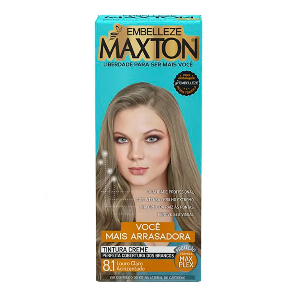 KIT TINTURA CREME MAXTON COR 8.1 LOURO CLARO ACINZENTADO