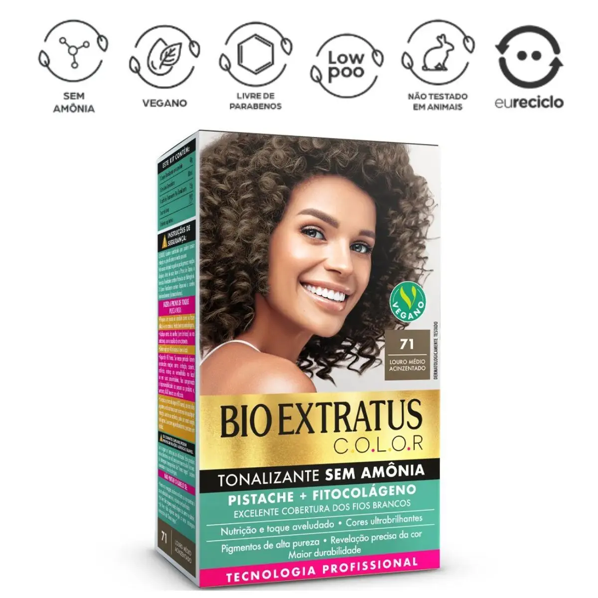 KIT TONALIZANTE BIO EXTRATUS COR 7.1 LOURO MEDIO ACINZENTADO 135G