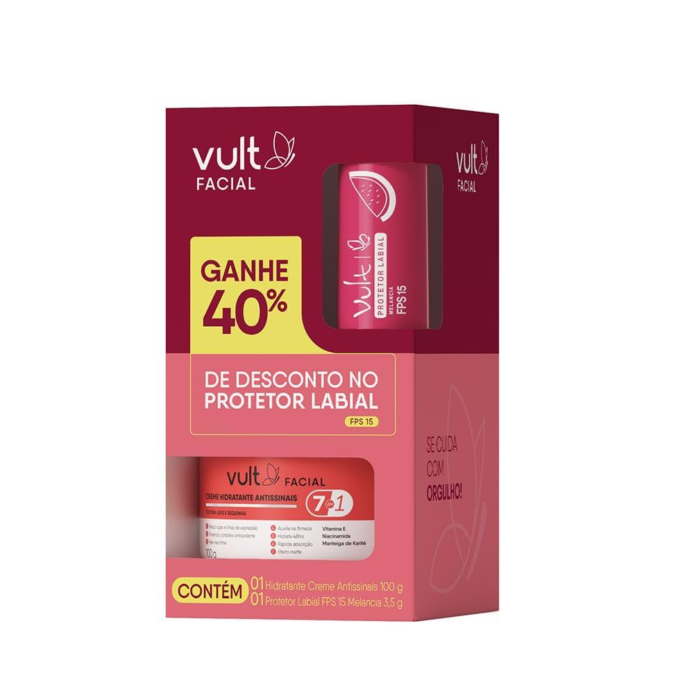 KIT VULT CARE CREME HIDRATANTE FACIAL COM PROTETOR LABIAL