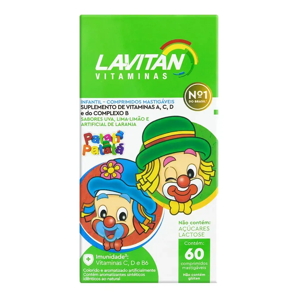 LAVITAN KIDS SABOR LARANJA, UVA E LIMAO CAIXA COM 60 COMPRIMIDOS MASTIGAVEIS
