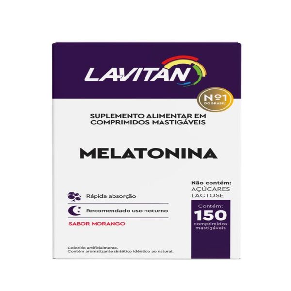 LAVITAN MELATONINA 0,21MG SABOR MORANGO POTE COM 150 COMPRIMIDOS
