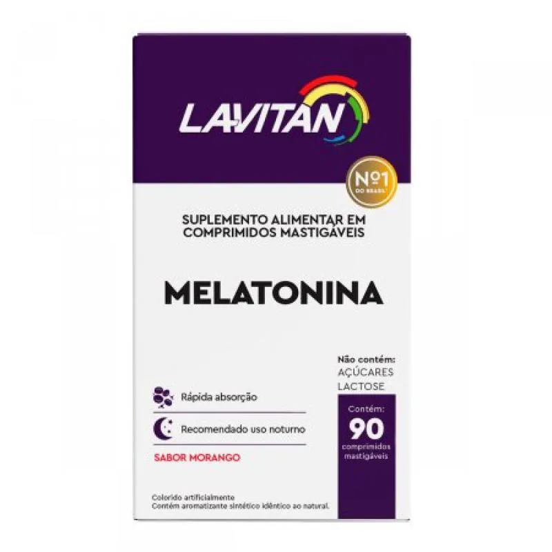 LAVITAN MELATONINA 0,21MG SABOR MORANGO POTE COM 90 COMPRIMIDOS