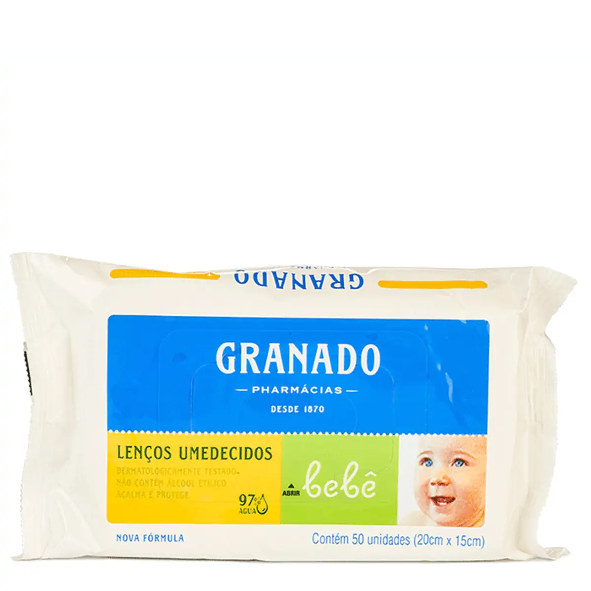 LENCO UMEDECIDO GRANADO BEBE COM 50 UNIDADES