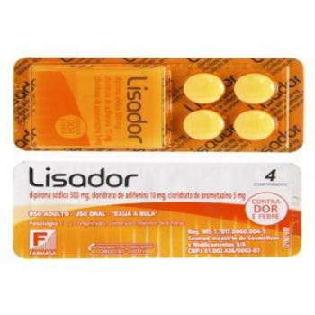LISADOR 500MG+5MG+10MG CAIXA COM 25 BLISTERES DE 4 COMPRIMIDOS
