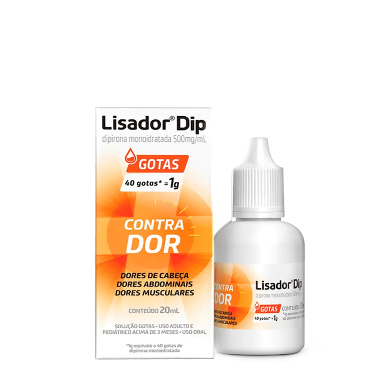 LISADOR DIP 500MG/ML SOLUCAO ORAL FRASCO COM 20ML