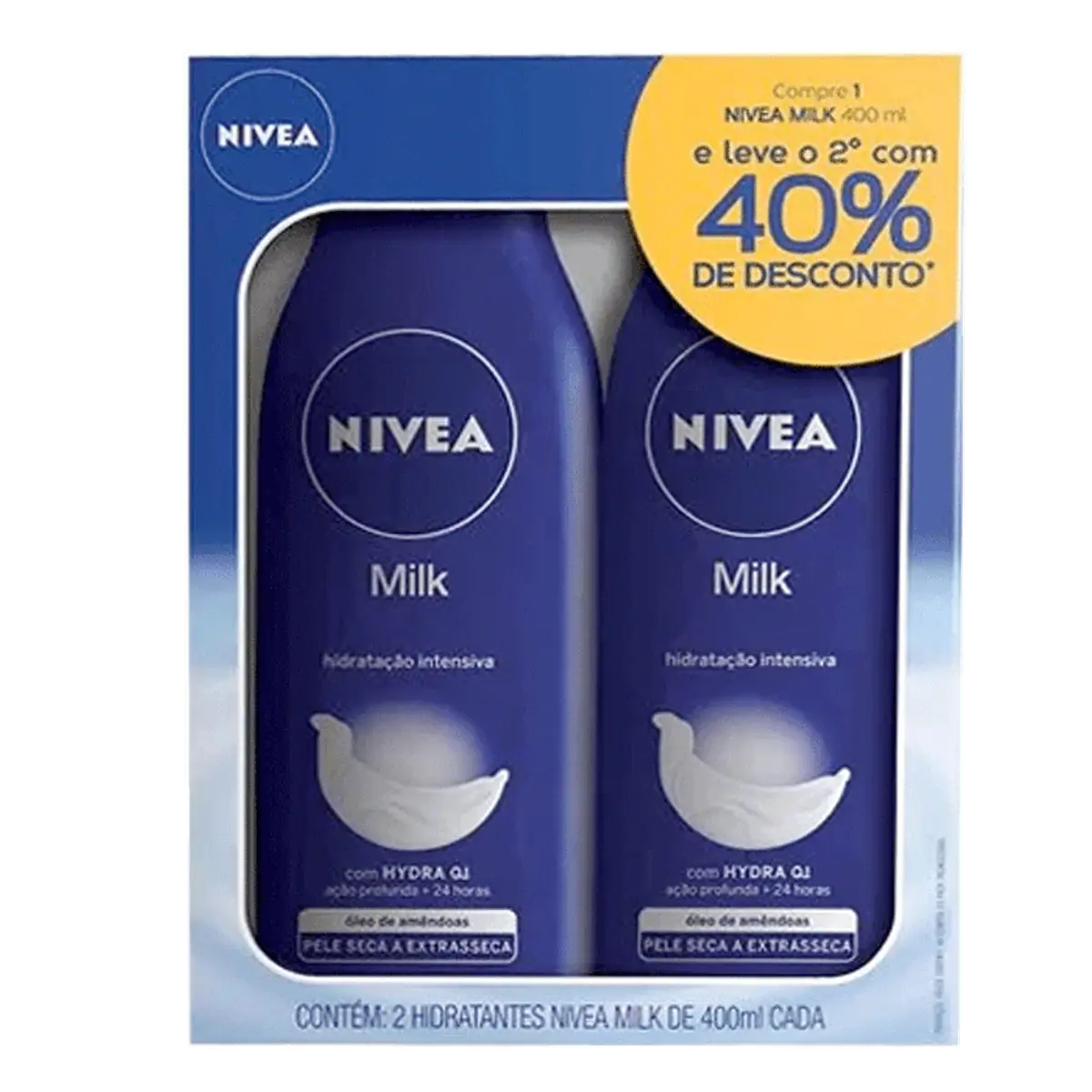 LOCAO DESODORANTE HIDRATANTE NIVEA DUOPACK BODY MILK 400ML