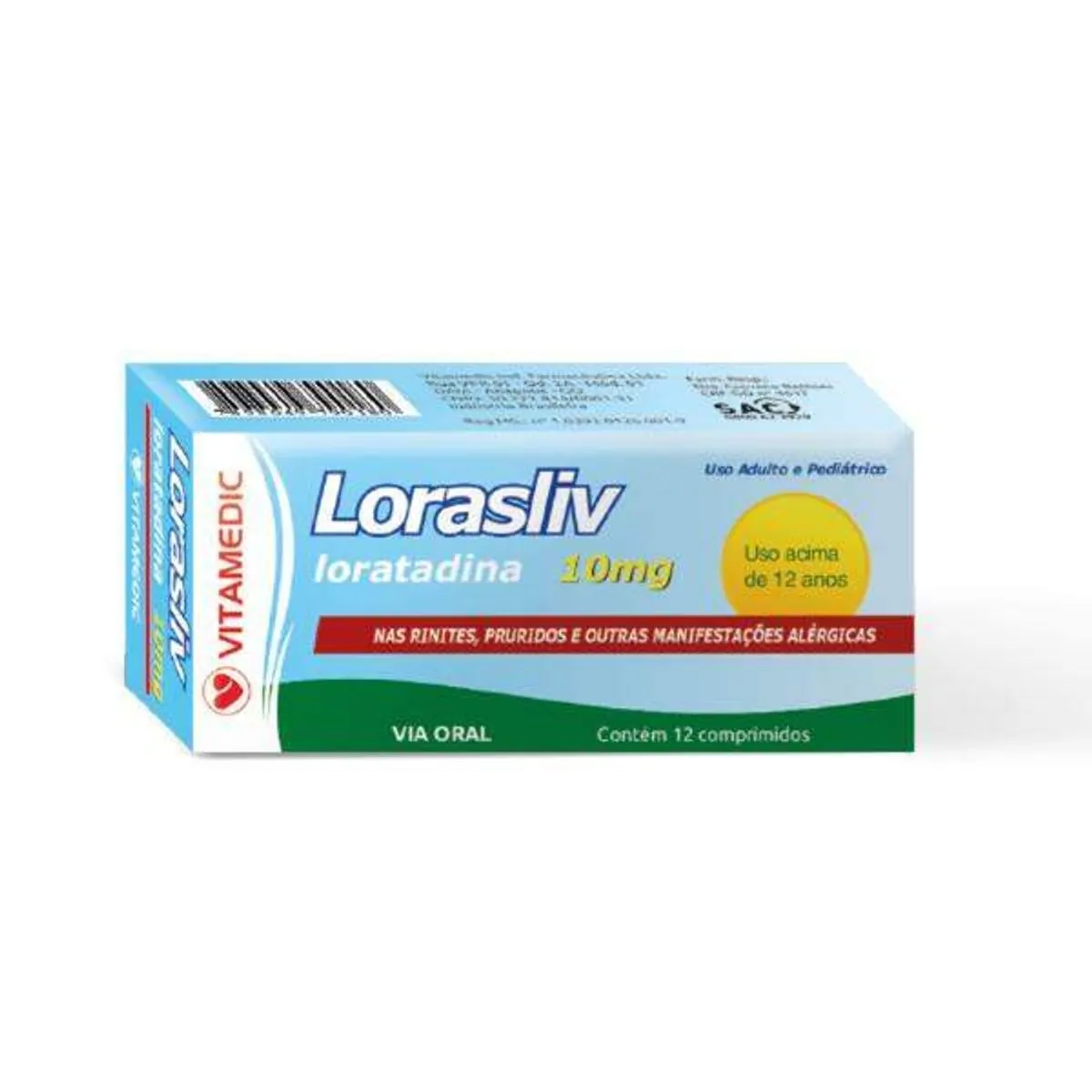 LORASLIV 10MG VITAMEDIC CAIXA COM 12 COMPRIMIDOS