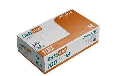 LUVA DE LATEX SOFT+AID COM PO TAMANHO P PACOTE COM 100