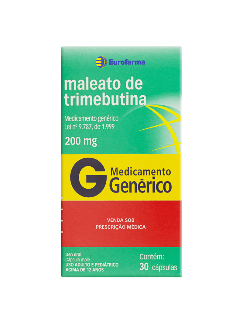 MALEATO DE TRIMEBUTINA 200MG EUROFARMA CAIXA COM 30 CAPSULAS