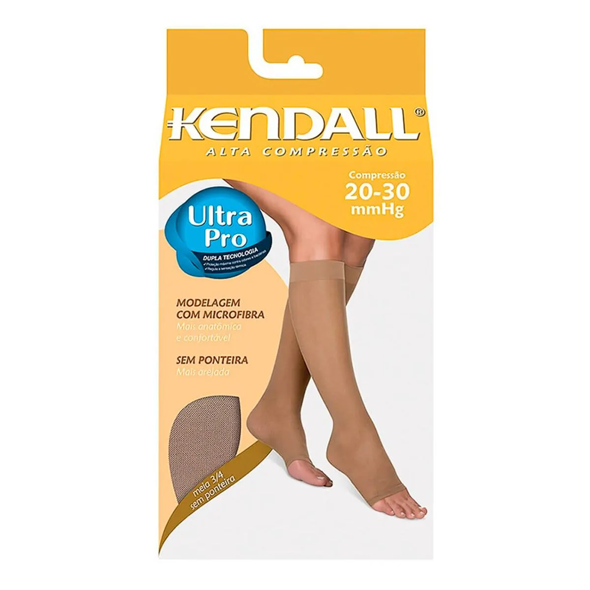 MEIA DE COMPRESSAO KENDALL ALTA 3/4 SEM PONTEIRA COR MEL TAMANHO M