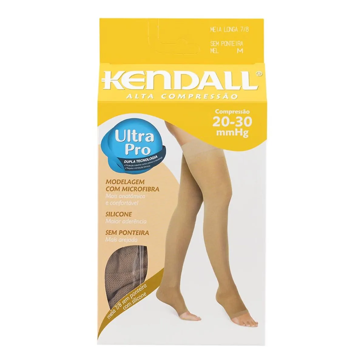 MEIA DE COMPRESSAO KENDALL ALTA 7/8 SEM PONTEIRA COR MEL TAMANHO M