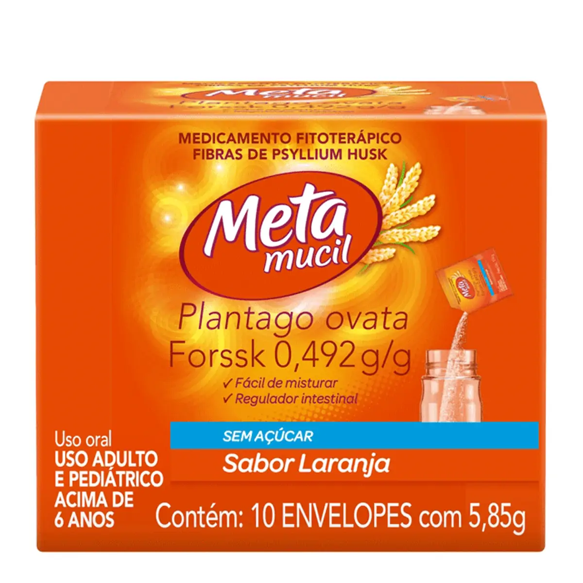 METAMUCIL SOLUCAO INSTANTANEA SABOR LARANJA 10 ENVELOPES