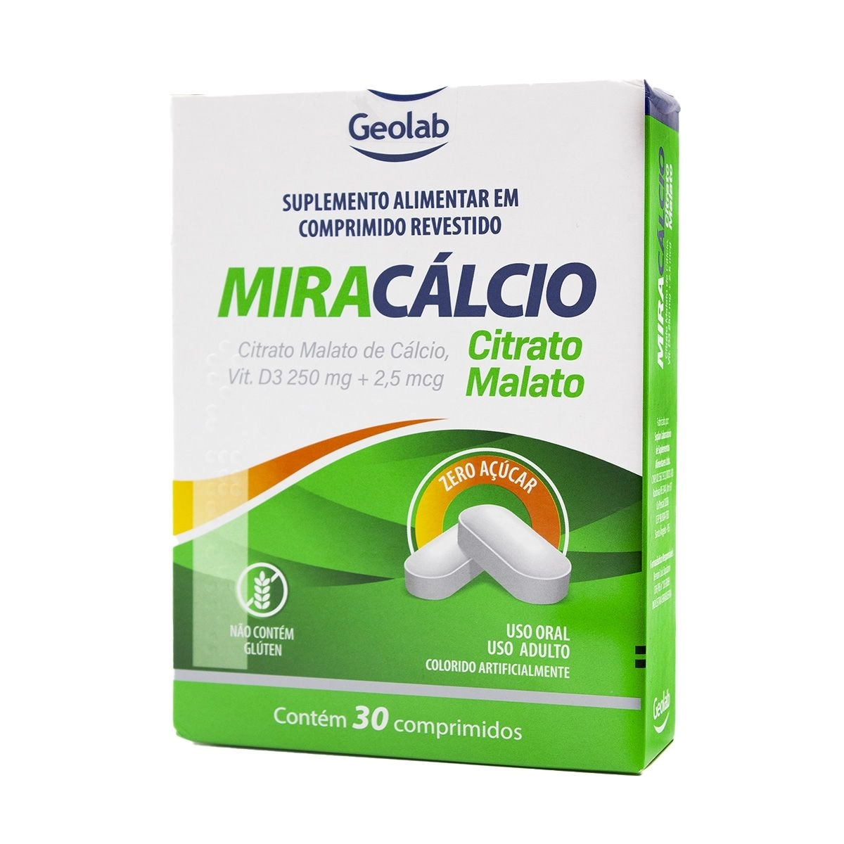 MIRACALCIO CITRATO MALATO 250MG+2,5MCG COM 30 COMPRIMIDOS