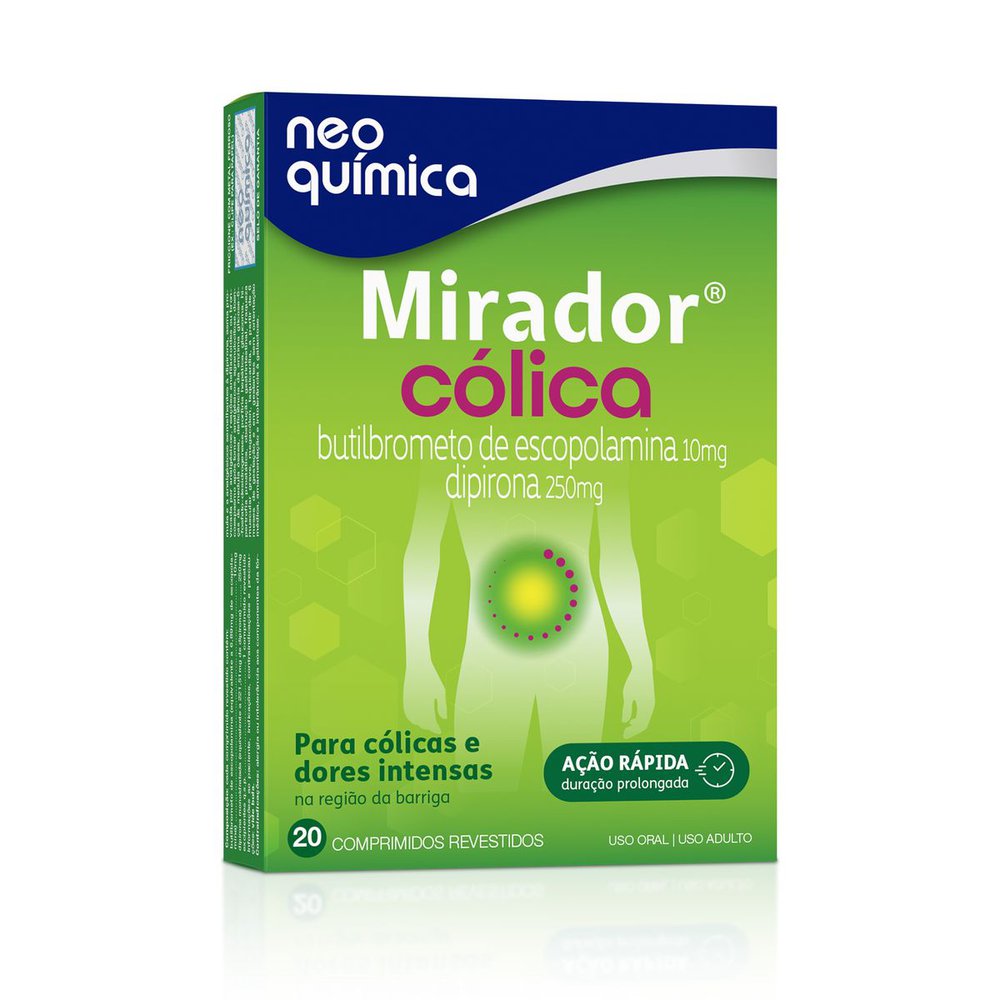 MIRADOR COLICA 10,0MG+250,0MG CAIXA COM 20 COMPRIMIDOS REVESTIDOS