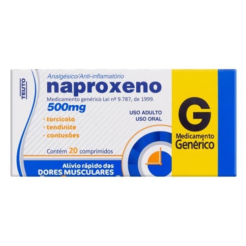 NAPROXENO 500MG TEUTO CAIXA COM 20 COMPRIMIDOS