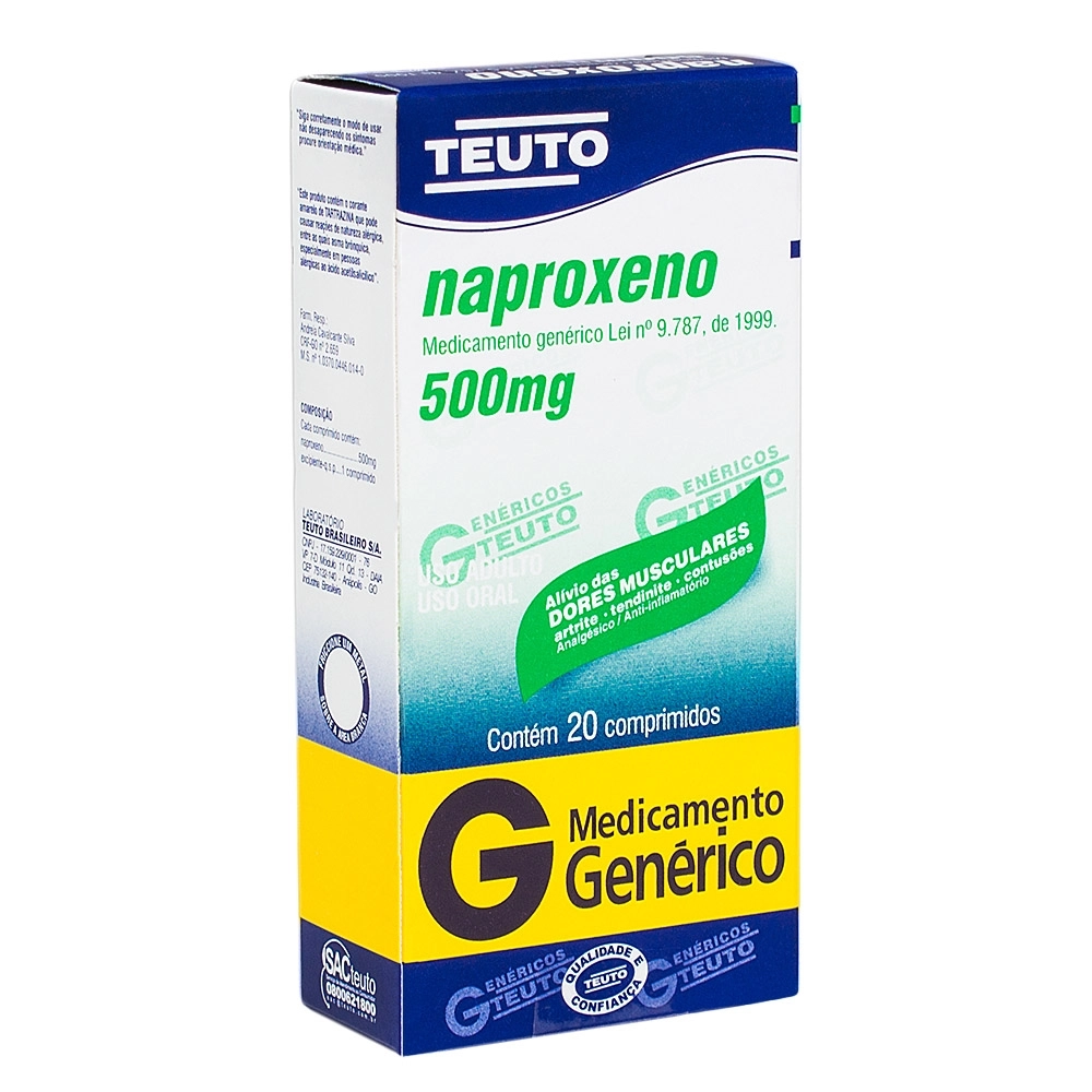 NAPROXENO 500MG UNIAO QUIMICA CAIXA COM 10 COMPRIMIDOS