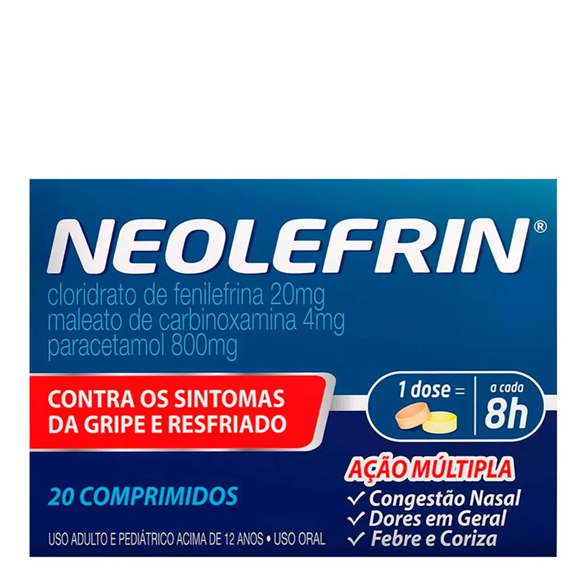 Thumbnail de NEOLEFRIN 400MG+20MG+400MG+4MG CAIXA COM 20 COMPRIMIDOS