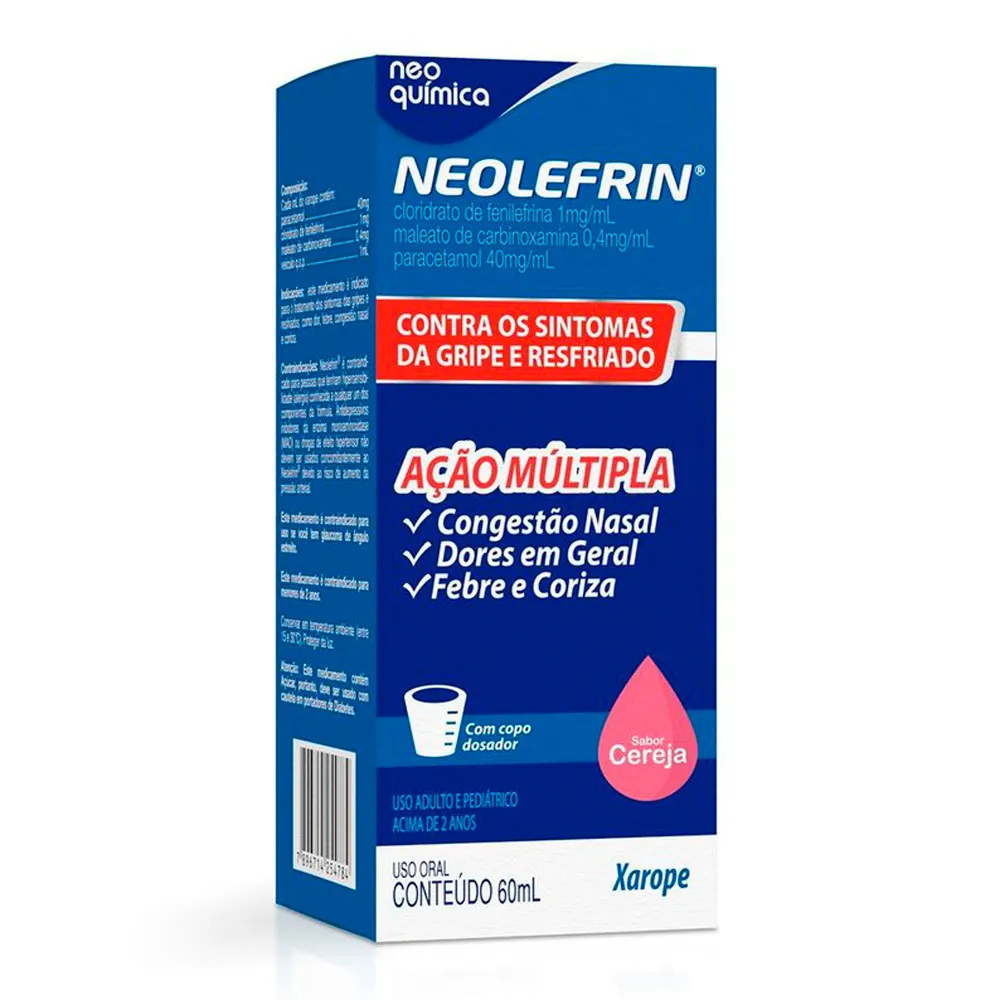 NEOLEFRIN 40MG+1MG+0,4MG/ML XAROPE FRASCO COM 60ML