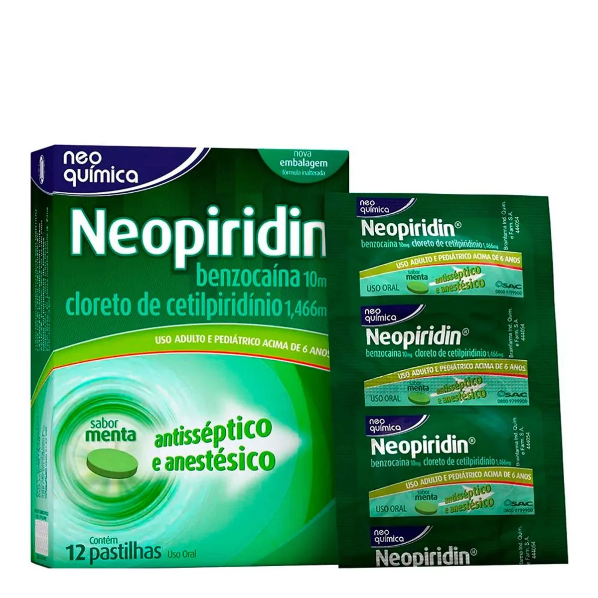 Thumbnail de NEOPIRIDIN 1,466MG+10MG NEO QUIMICA CAIXA COM 12 PASTILHAS