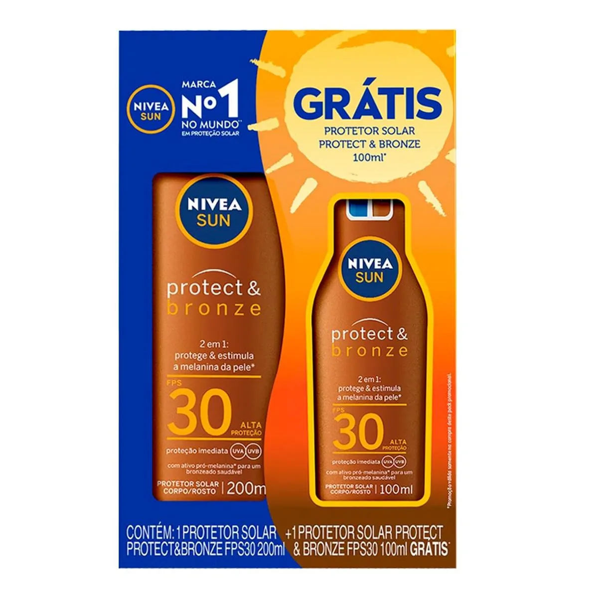 PACK PROTETOR SOLAR NIVEA SUN FPS30 200ML + FPS30 100ML