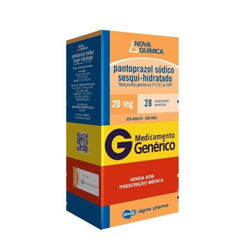 PANTOPRAZOL 20MG NOVA QUIMICA GENERICOS CAIXA COM 28 COMPRIMIDOS REVESTIDOS